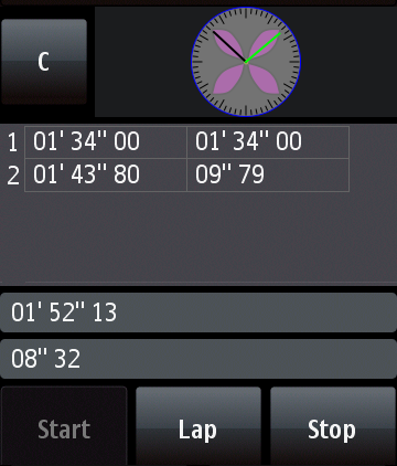 MathiolaStopWatch for Symbian touch